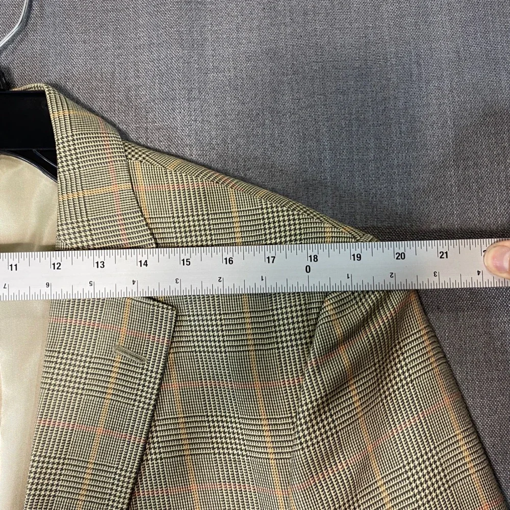 Mens 42L Blazer 100% Silk Olive Glen Plaid 2-Button Sport Coat
